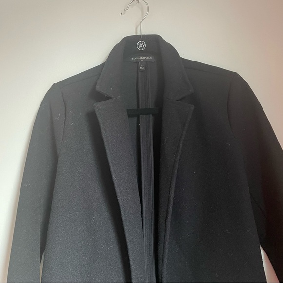 Banana Republic Chic Minimalist Black Pea Coat size Small Capsule Wardrobe - Picture 2 of 7